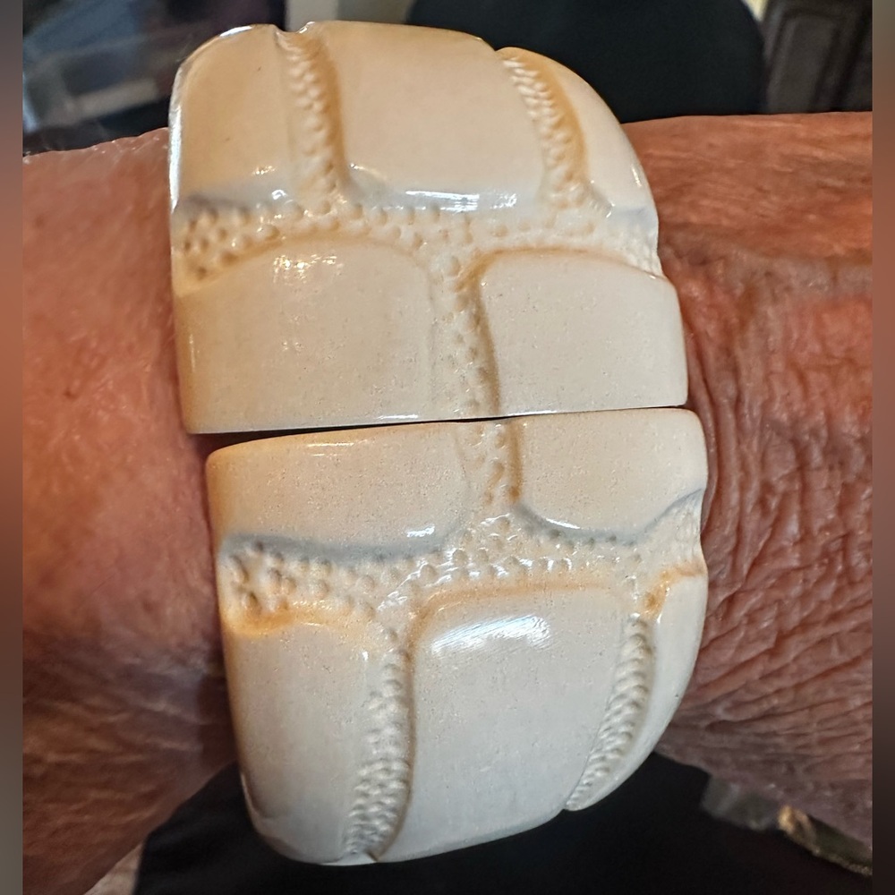 Carved Coral Hinged Bracelet